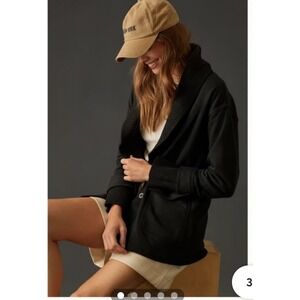 Daily Practice Anthropologie Black Ribbed Shawl Collar Cardigan Jacket Size M